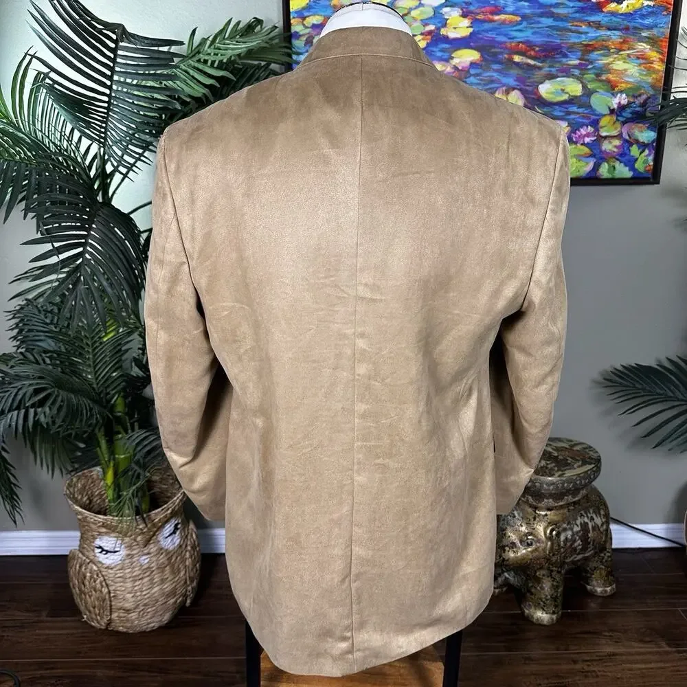 Chaps Sportcoat Microfiber Men 48XL Tan 3 Buttons No vent Interior seam repair
